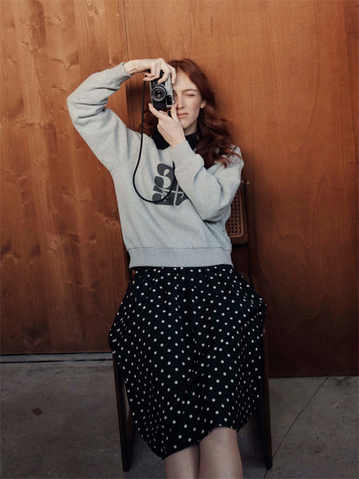 フランスブランド　emile et ida woman 　エミールエイダ　CARL　Gray organic cotton logo sweatshirt　ロゴトレーナー