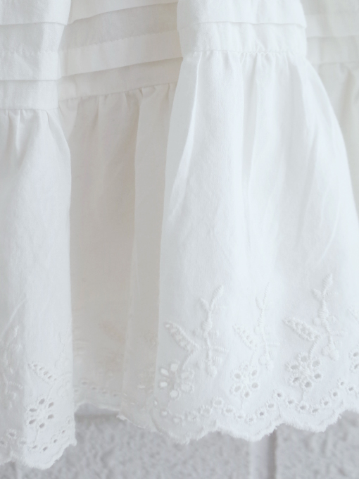 emile et ida kids　エミルーエイダ　White English embroidery skirt　タック入り英国刺繍スカート