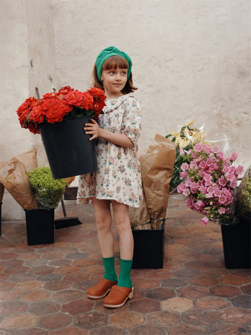 emile et ida　Pink spring loose-fitting dress　ガールズ　フラワープリントワンピース