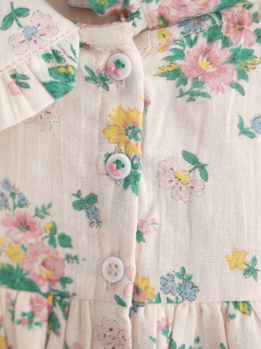 emile et ida　Pink spring loose-fitting dress　ガールズ　フラワープリントワンピース
