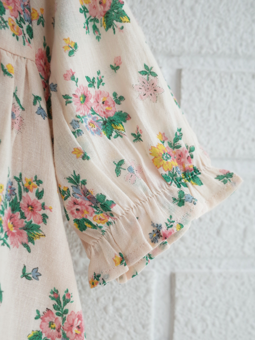 emile et ida　Pink spring loose-fitting dress　ガールズ　フラワープリントワンピース