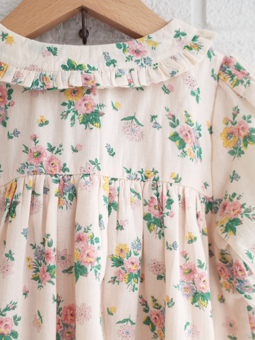 emile et ida　Pink spring loose-fitting dress　ガールズ　フラワープリントワンピース