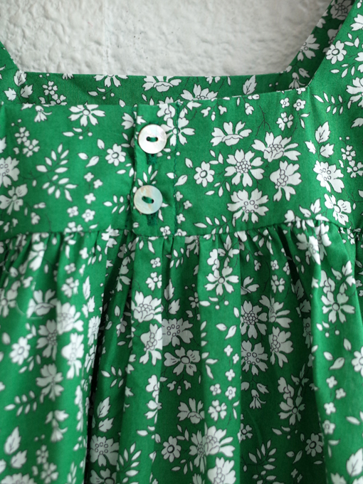emile et ida kids　エミルーエイダ　Green Liberty dress　リバティワンピース