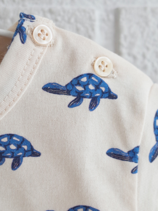 emile et ida　Ecru organic cotton turtles T-shirt　ボーイズ　カメプリントTシャツ
