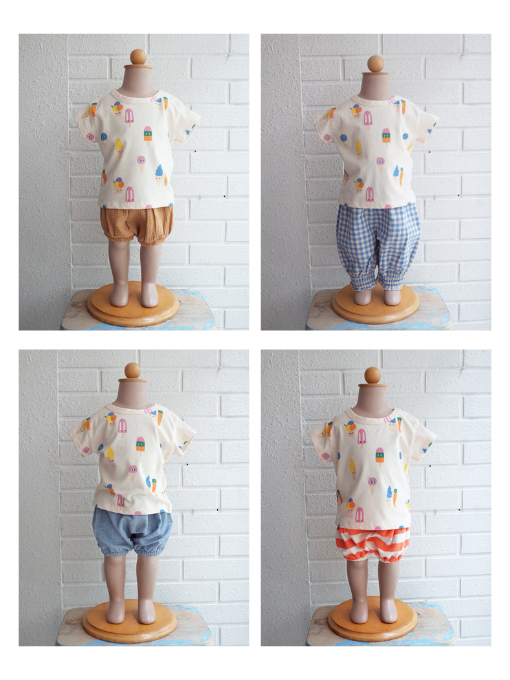 emile et ida　Ecru organic cotton ice cream T-shirt　アイスクリームプリントTシャツ