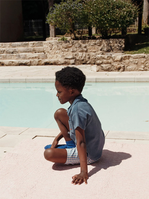 emile et ida kids　エミルーエイダ　Dark blue plain terry polo shirt　パイルポロシャツ