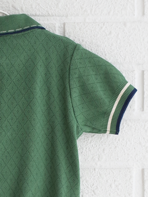 emile et ida kids　エミルーエイダ　Dark green pointelle modal polo shirt　ポロシャツ