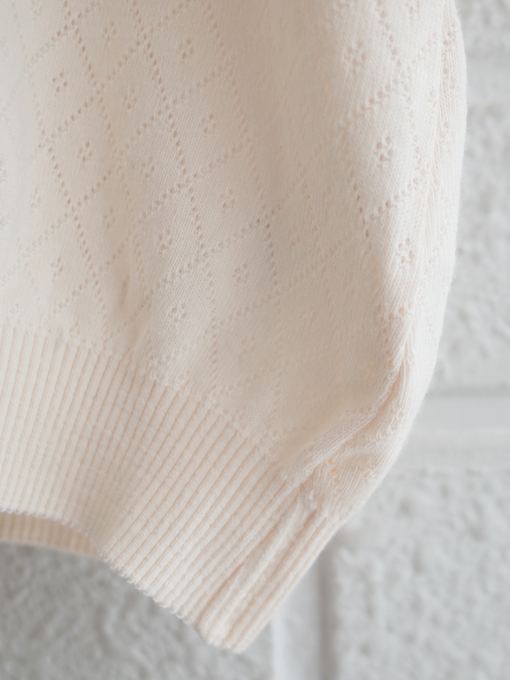 emile et ida kids　エミルーエイダ　Cream pointelle modal polo　ポロシャツ
