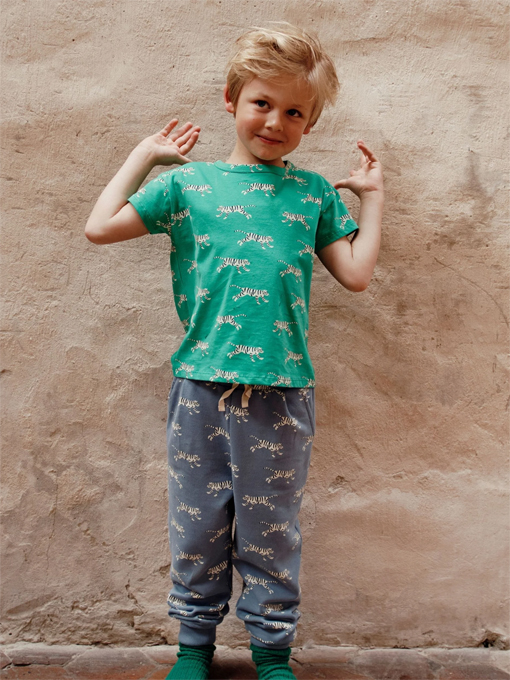 emile et ida　Green tigers organic cotton T-shirt　ボーイズ　タイガープリントTシャツ