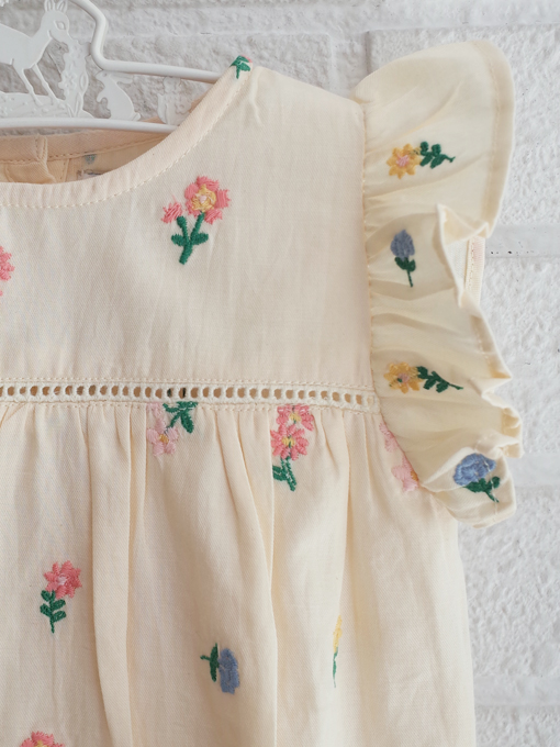 emile et ida kids　エミールエイダ　フリル刺繍ロンパース