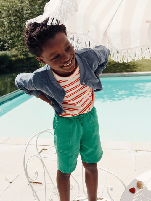emile et ida　Green organic cotton Bermuda shorts　ボーイズ　スウェットショートパンツ