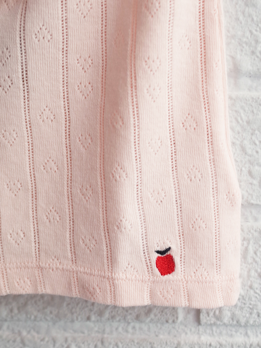 emile et ida kids エミールエイダ　Pink pointelle modal polo PASTEL　針抜きフリルポロシャツ