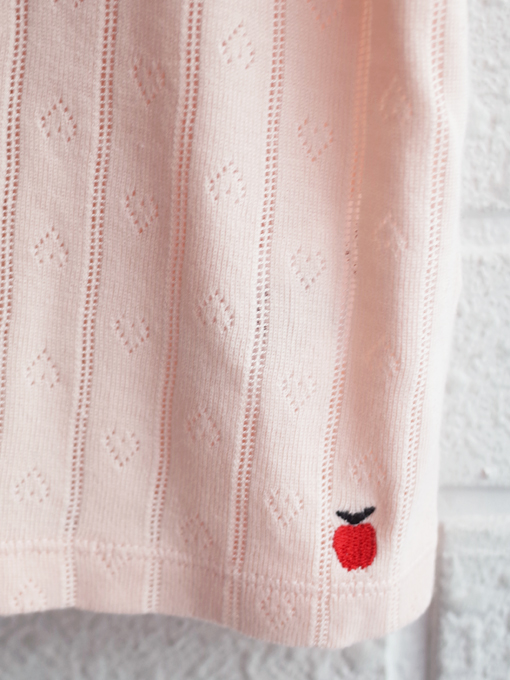 emile et ida kids エミールエイダ　Pink pointelle modal polo PASTEL　針抜きフリルポロシャツ