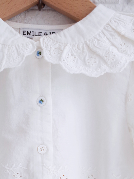 emile et ida kids　エミルーエイダ　White English embroidery blouse　英国刺繍半袖ブラウス