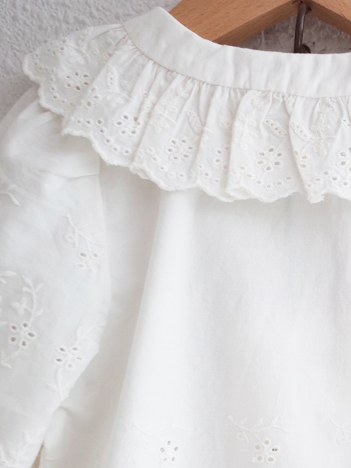 emile et ida kids　エミルーエイダ　White English embroidery blouse　英国刺繍半袖ブラウス
