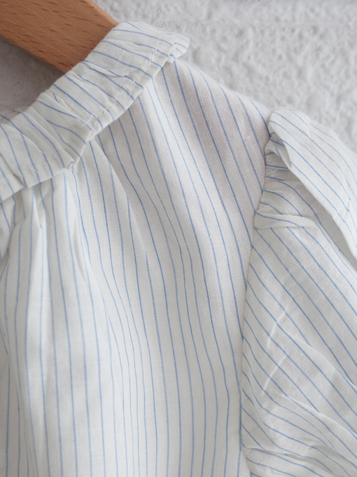 emile et ida kids　エミルーエイダ　Sky stripes ruffled blouse　ストライプフリルブラウス