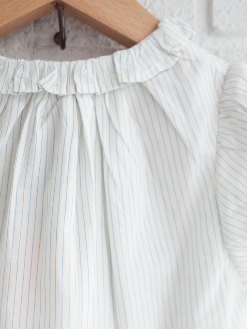emile et ida kids　エミルーエイダ　Sky stripes ruffled blouse　ストライプフリルブラウス