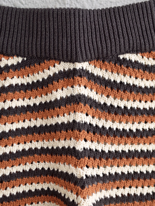 emile et ida woman　エミールエイダ　Knit shorts caramel stripes　ニットショートパンツ