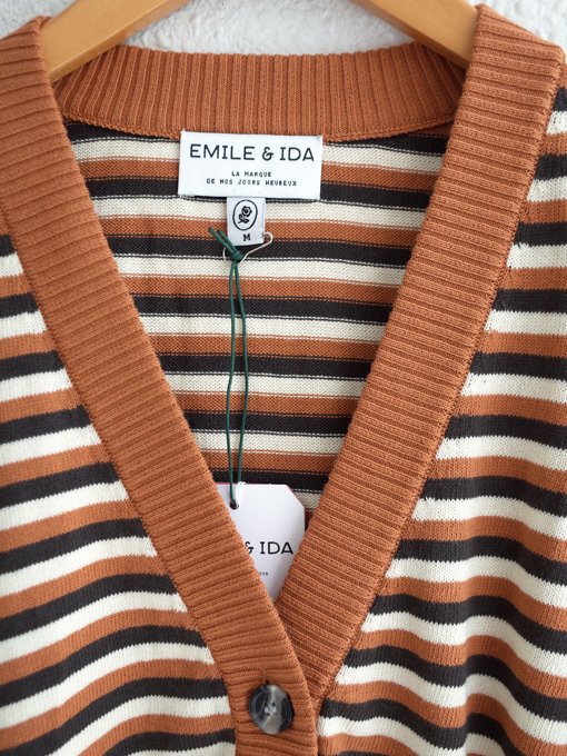 emile et ida woman　エミールエイダ　Caramel striped cardigan　ニットカーディガン