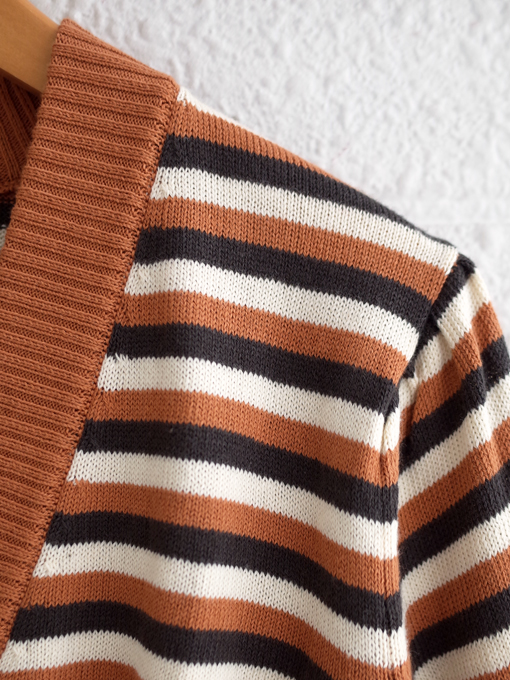 emile et ida woman　エミールエイダ　Caramel striped cardigan　ニットカーディガン
