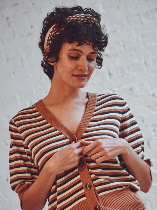 emile et ida woman　エミールエイダ　Caramel striped cardigan　ニットカーディガン