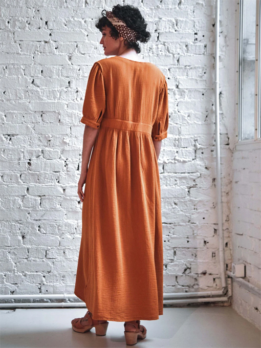 emile et ida woman Caramel cotton gauze long dress