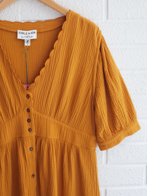 emile et ida woman Caramel cotton gauze long dress