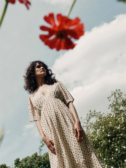 emile et ida woman Ecru freesia long dress レディース 小花柄