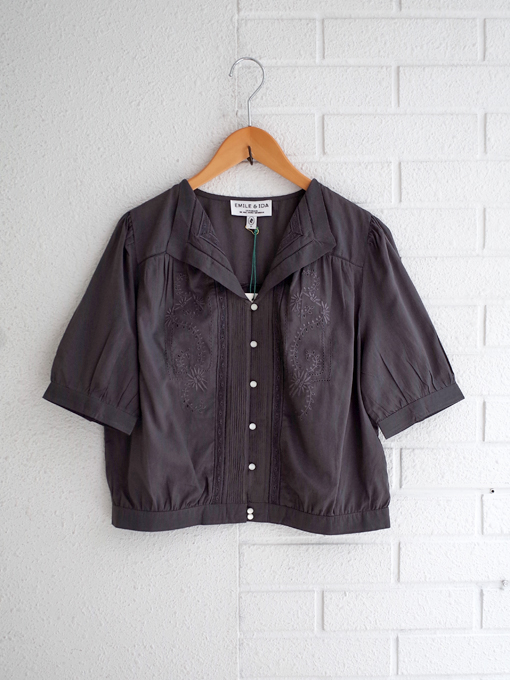 emile et ida woman　エミールエイダ　Vintage asphalt embroidered blouse　刺繍ブラウス