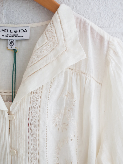 emile et ida woman　エミールエイダ　Vintage ecru embroidered blouse　刺繍ブラウス