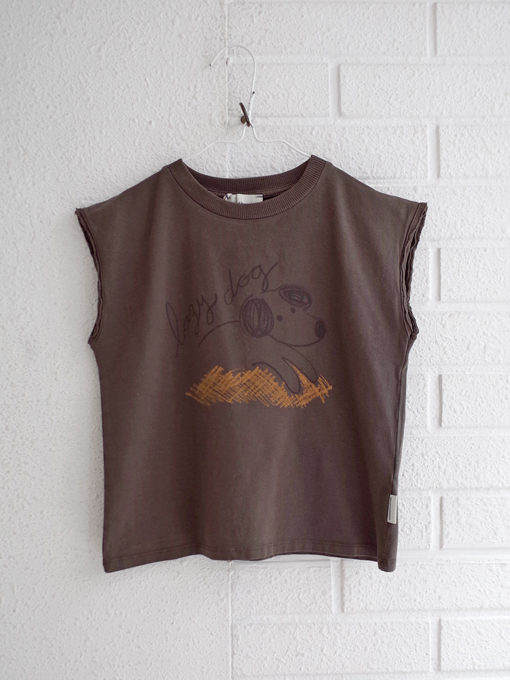 weekend house kids.　ウイークエンドハウスキッズ　Lazy dog t-shirt no sleeve　キッズノースリーブTシャツ