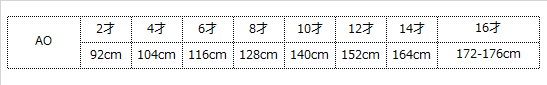 ベルギー子供服　AO76 サイズ表