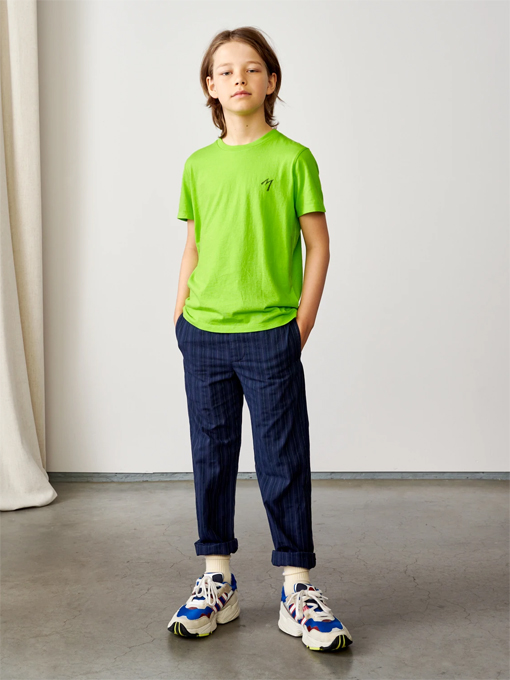 bellerose kids ボーイズ　ストライプコットンロングパンツ