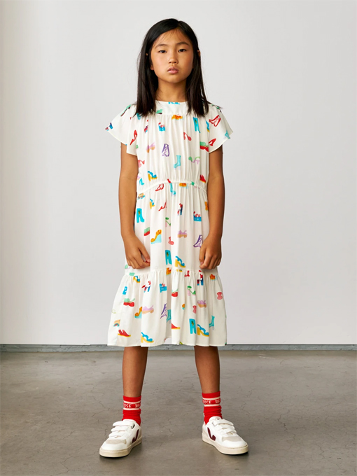 bellerose kids ガールズ　プリントビスコースワンピース