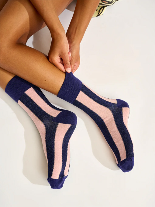 bellerose kids　ガールズラメ入りストライプソックス