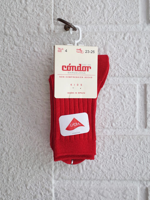 condor スペインソックスブランド Basic rib short socks RED VELVET リブソックス