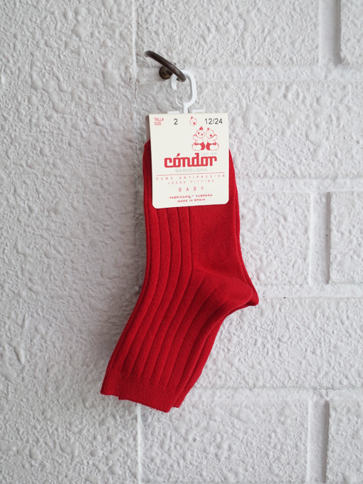 condor　スペインソックスブランド　Basic rib short socks RED VELVET　リブソックス