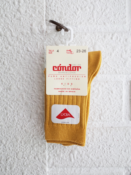 condor スペインソックスブランド Basic rib short socks MUSTARD リブソックス