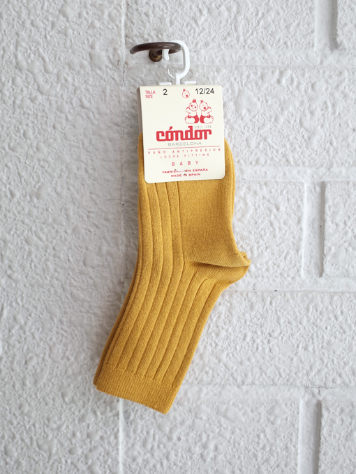 condor　スペインソックスブランド　Basic rib short socks MUSTARD　リブソックス