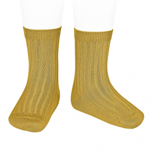 condor　スペインソックスブランド　Basic rib short socks MUSTARD　リブソックス