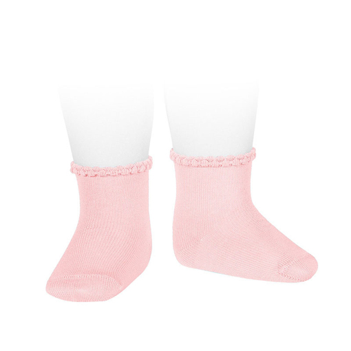 condor　スペインソックスブランド　Short socks with patterned cuff PINK　ベビーソックス