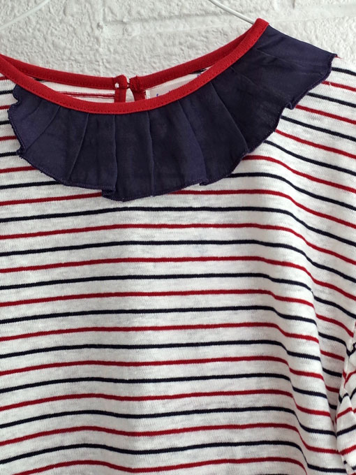 ベルギー子供服 fred+ginger フレッドアンドジンジャー 細ボーダーフリルワンピース