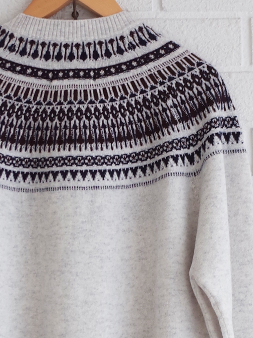 フェアアイルセーター Jumper1234 Cashmere Wool Fair Isle Yoke Crew