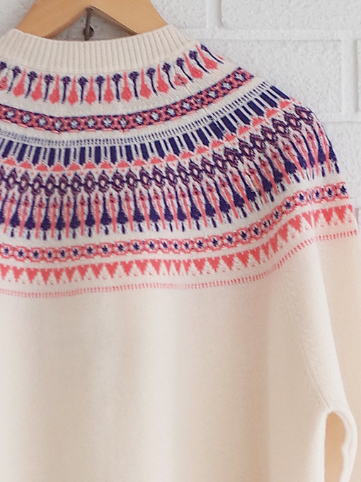 フェアアイルセーター Jumper1234 Cashmere Wool Fair Isle Yoke Crew
