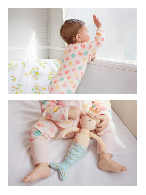 petit bateau プチバトー プリント足なしロンパース(シェル)